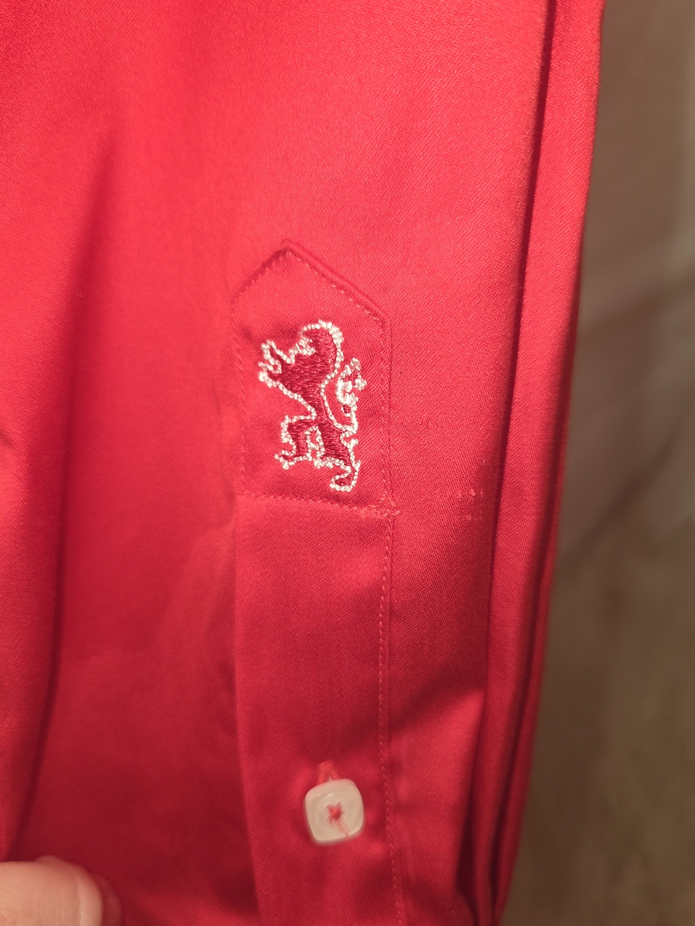 Men's Red Dress Shirt with Contrast Collar - Picture 8 of 8